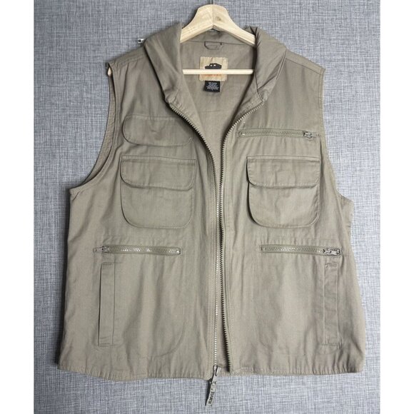 HUMVEE Vest Mens Large Khaki Back Pocket Hunting Photography Fishing Cargo Tan - Picture 2 of 11